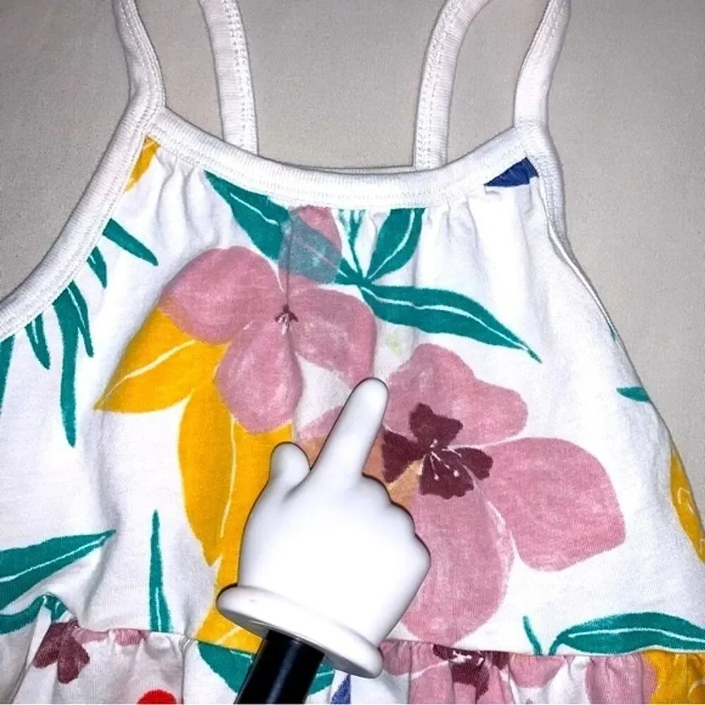 Tea Collection Floral Dress GIrl’s 6 White Sun Summer Fit & Flare Trapeze Flowy